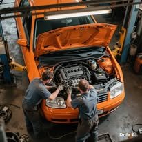 Mecánicos trabajando en un automóvil